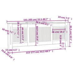 Vidaxl Kryt na radiátor 205 cm MDF