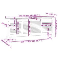 Vidaxl Kryt na radiátor 205 cm MDF