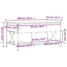 Vidaxl Konferenčný stolík čierny 100x55x50 cm kompozitné drevo a kov