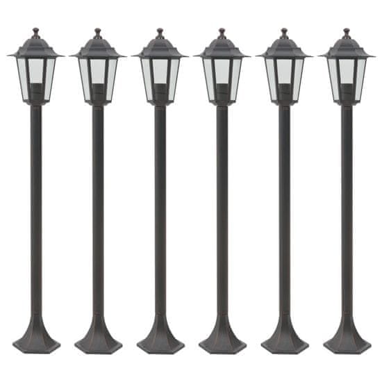 Vidaxl Záhradné stĺpové lampy 6 ks E27 110 cm hliníkové bronzové