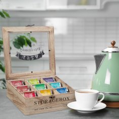 Relax Drevená krabička na čaj s 9 priehradkami RD32169