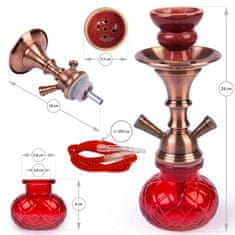 koryworld Vodná fajka - SHISHA červena 26cm/2 inhalačné hadičky