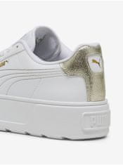 Puma Biele dámske kožené tenisky na platforme Puma Metallic Shine 40