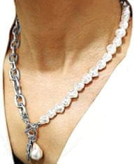 Camerazar Dámsky náhrdelník s perlami, dĺžka 50 cm, prívesok 2 cm x 1,5 cm, žlté zlato