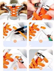 Camerazar Nastaviteľné elastické gumené šnúrky do topánok s kovovými háčikmi, 100 cm, odolné a pružné