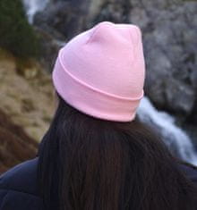 Camerazar Dámska teplá pruhovaná čiapka s mačkou, ružová, akrylové vlákno, 20x20 cm