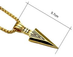 Camerazar Unisex náhrdelník s aztéckym hrotom šípu, zlato/striebro, dĺžka 60 cm