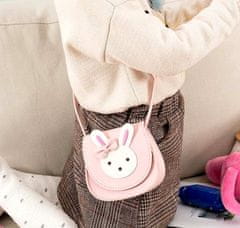 Camerazar Dievčenská kabelka v tvare zajačika s mašľou, ružová, mäkká ekologická umelá koža, 13x12 cm