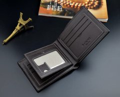 Camerazar Pánska skladacia peňaženka z ekologickej umelej kože, hnedá, 12 priehradiek, 10x12x1,5 cm