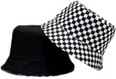 Camerazar Obojstranná čiapka FISHER BUCKET HAT, čierna a biela, brúsený polyester/bavlna, univerzálna veľkosť 55-59 cm