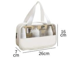 Camerazar Priehľadná veľká kozmetická taška, vodotesná, materiál PVC+TPU, 26x16x7 cm