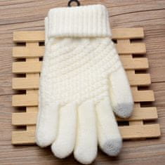 Camerazar Dámske zimné rukavice s hrejivým dotykom, biele, 100% akrylová priadza, univerzálna veľkosť