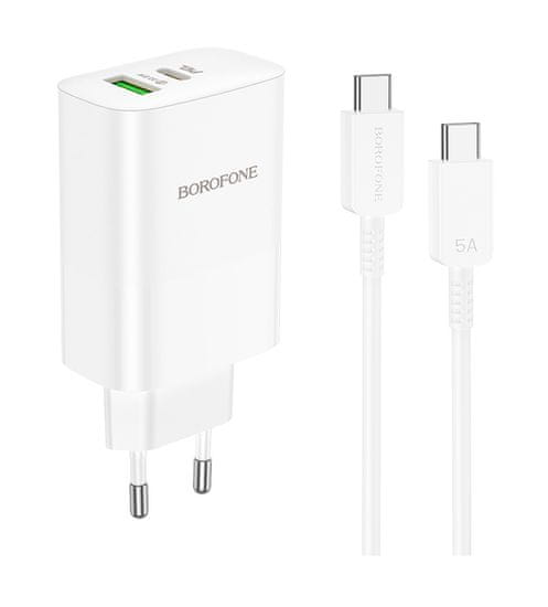 Borofone Rýchlonabíjačka BN10 Sunlight vrátane USB-C dátového kábla biela 65W 107473