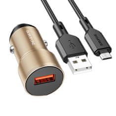 Borofone  BZ19A rýchla nabíjačka do auta vrátane dátového kábla microUSB 18W zlatá