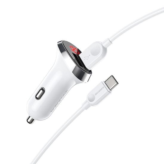 Borofone Nabíjačka do auta BZ15 s káblom USB-C Dual White