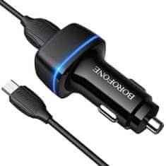 Borofone Nabíjačka do auta BZ14 Max vrátane dátového kábla microUSB Dual black