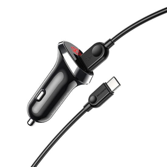 Borofone Nabíjačka do auta BZ15 s káblom USB-C Dual Black