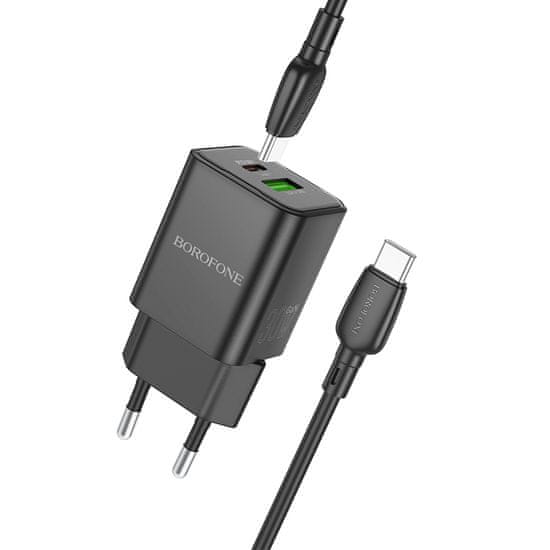 Borofone Rýchlonabíjačka BN14 vs. Dátový kábel USB-C Dual 30W Black