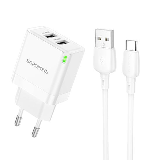 Borofone Nabíjačka BN15 s káblom USB-C Dual 2,1A biely