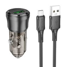 Borofone  BZ23 rýchlonabíjačka do auta vrátane dátového kábla micro-USB 18 W čierna