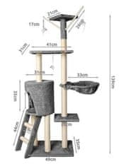 Malatec  7927 Škrabadlo pre mačky 138 cm šedá