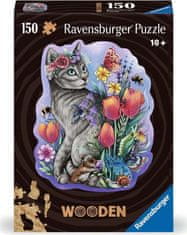 Ravensburger Drevené obrysové puzzle Kúzelná mačka 150 dielikov