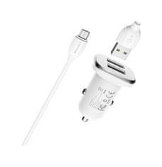 Borofone Nabíjačka do auta BZ12 micro USB 2.4A Dual biela 76689