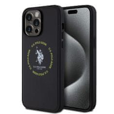 U.S. POLO ASSN. Zadný kryt PU Leather Printed Round Double Horse MagSafe pre iPhone 15 Pro Max Black