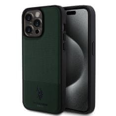 U.S. POLO ASSN. Zadný kryt PU Leather Mesh Pattern Double Horse pre iPhone 15 Pro Max Green