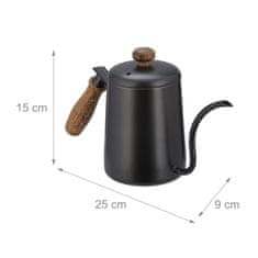 Relax Kovový čajník s drevenou rukoväťou RD44120, čierny 550 ml