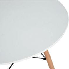 KONDELA Jedálenský stôl biela matná, buk priemer 120 cm DEMIN