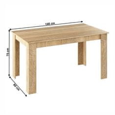 KONDELA Jedálenský stôl dub sonoma 140x80 cm GENERAL NEW