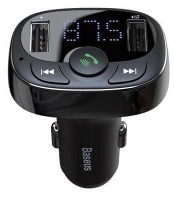 BASEUS Bluetooth MP3 FM Transmiter s nabíjaním 2xUSB 3.4A čierny (CCMT000001)