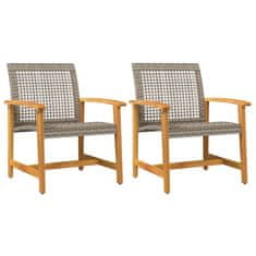Petromila vidaXL Záhradné stoličky 2 ks sivé polyratan a akáciové drevo