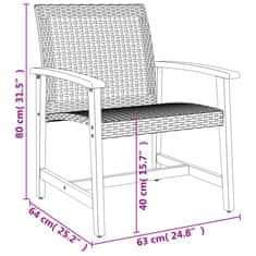 Petromila vidaXL Záhradné stoličky 2 ks béžové polyratan a akáciové drevo