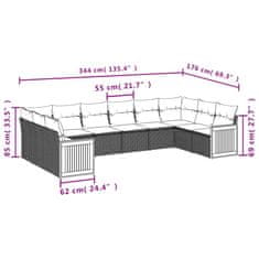 Vidaxl 10-dielna záhradná sedacia súprava s vankúšmi polyratanová sivá