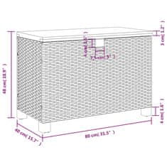 Vidaxl Záhradný úložný box čierny 80x40x48 cm polyratan akáciové drevo