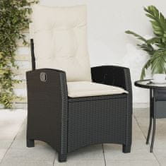 Petromila vidaXL Sklápacia záhradná stolička s vankúšmi čierna polyratan