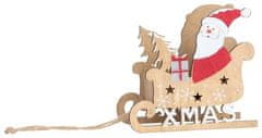 Strend Pro Dekorácia MagicHome Vianoce Woodeco, Santa v saniach, 19x15 cm