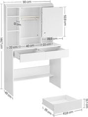 Artenat Toaletný stolík Fester, 145 cm, biela