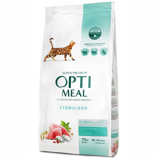 OptiMeal OPTIMEAL suché krmivo pre sterilizované mačky Sterilised Turkey Oats 10 kg