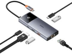 BASEUS Dokovacia stanica Metal Gleam 2 Series 6v1 sivá (2xUSB 3.0, USB-C, USB-C PD, HDMI, Ethernet RJ) B00061802813-00