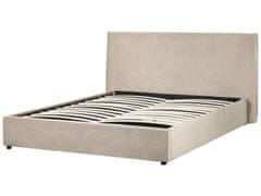 Beliani Zamatová posteľ s úložným priestorom 160 x 200 cm tmavosivá LAVAUR