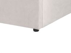 Beliani Zamatová posteľ s úložným priestorom 160 x 200 cm krémová biela LAVAUR