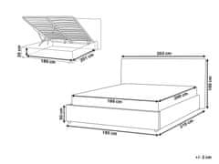 Beliani Zamatová posteľ s úložným priestorom 180 x 200 cm tmavosivá LAVAUR