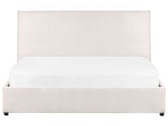 Beliani Zamatová posteľ s úložným priestorom 160 x 200 cm krémová biela LAVAUR
