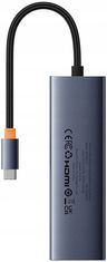 BASEUS hub Ultra Joy USB 6v1 (USB-C/1xHDMI4K30Hz/3xUSB 3.0/1xPD/RJ45) B00052807813-00 sivý