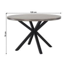 KONDELA Jedálenský stôl betón, čierna priemer 120 cm MEDOR