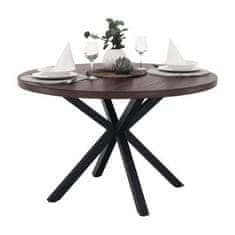 KONDELA Jedálenský stôl tmavo hnedá, čierna priemer 120 cm MEDOR