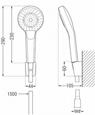 Mexen príslušenstvo - ručný sprchový set Oval R-05, 3-funkcie, čierna, 785055052-70